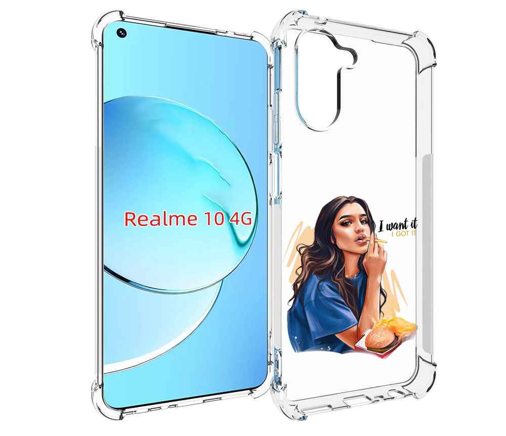 

Чехол MyPads девушка-с-едой-и-сигаретой женский для Realme 10, Прозрачный, Tocco