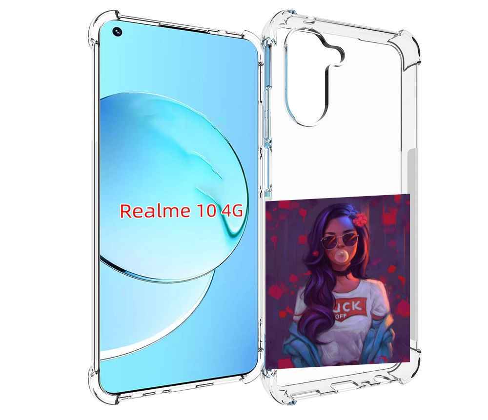 

Чехол MyPads девушка-с-жвачкой женской для Realme 10, Прозрачный, Tocco