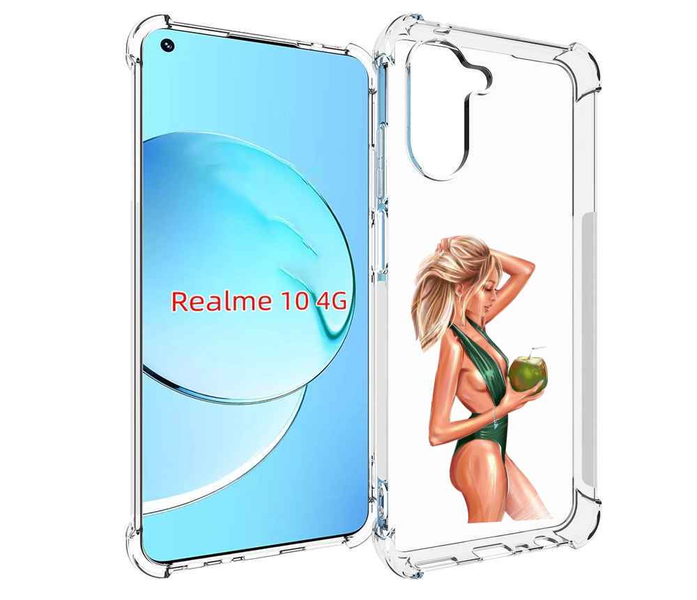 Чехол MyPads девушка-с-кокосом-в-зеленом-купальнике женский для Realme 10
