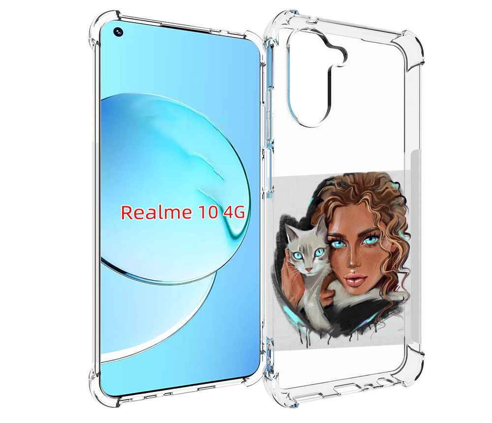 

Чехол MyPads девушка-с-котом-голубые-глаза женский для Realme 10, Прозрачный, Tocco