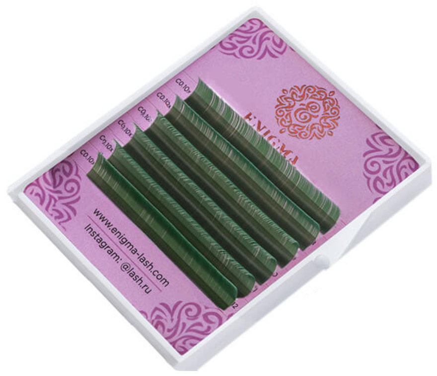 

Ресницы Enigma цветные мини 0,07 D 8-13 мм Green 6 линий, Зеленый