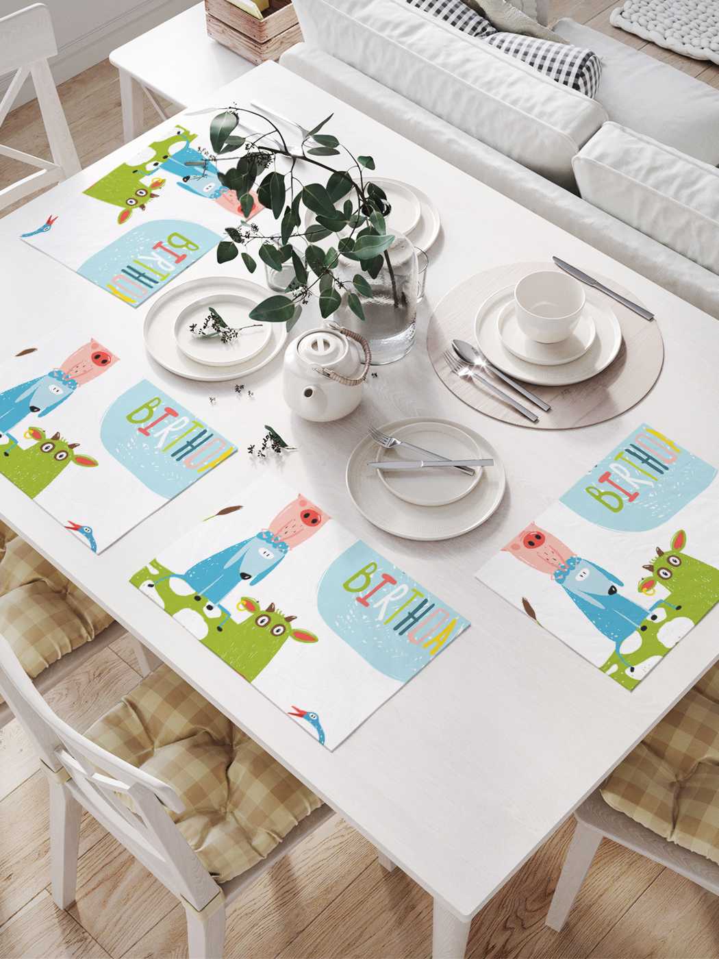 

Комплект салфеток JoyArty "День рождения квартета" для сервировки стола 32х46 см, 4шт, Белый