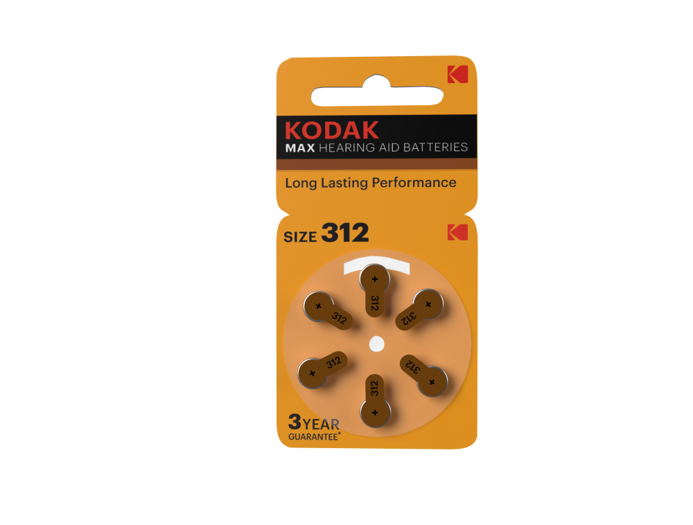 Набор из 6 шт, Батарейки Kodak ZA312-6BL [KZA312-6] MAX Hearing Aid (60/300/45000) (Б00517