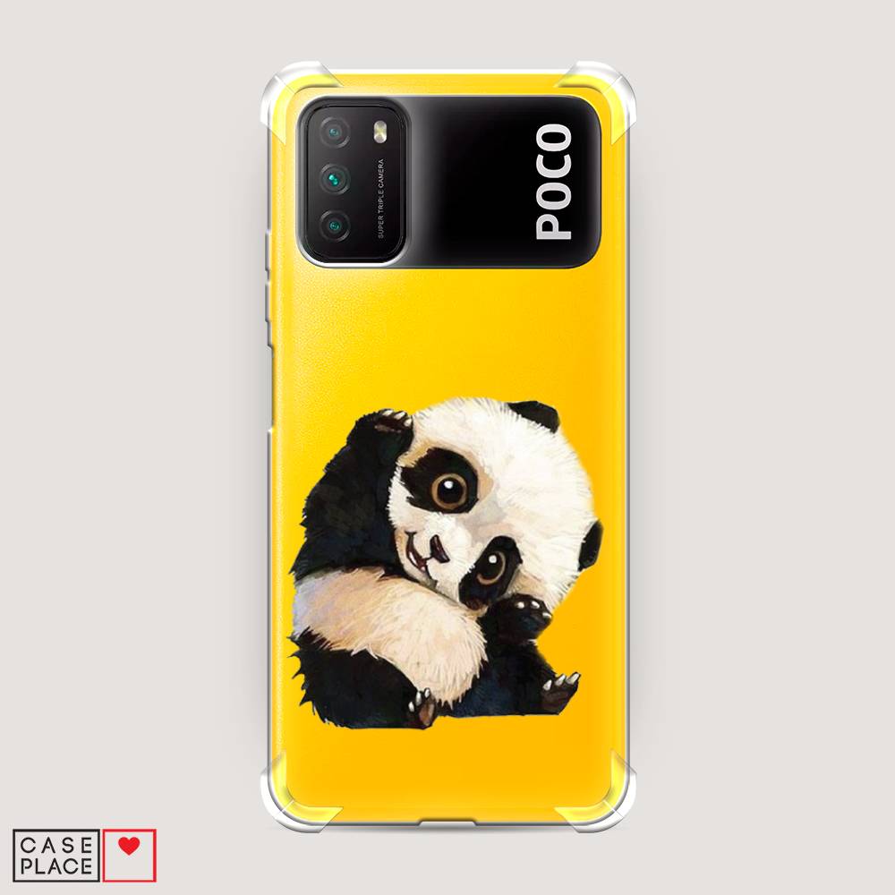 фото Противоударный силиконовый чехол "большеглазая панда" на xiaomi poco m3 awog