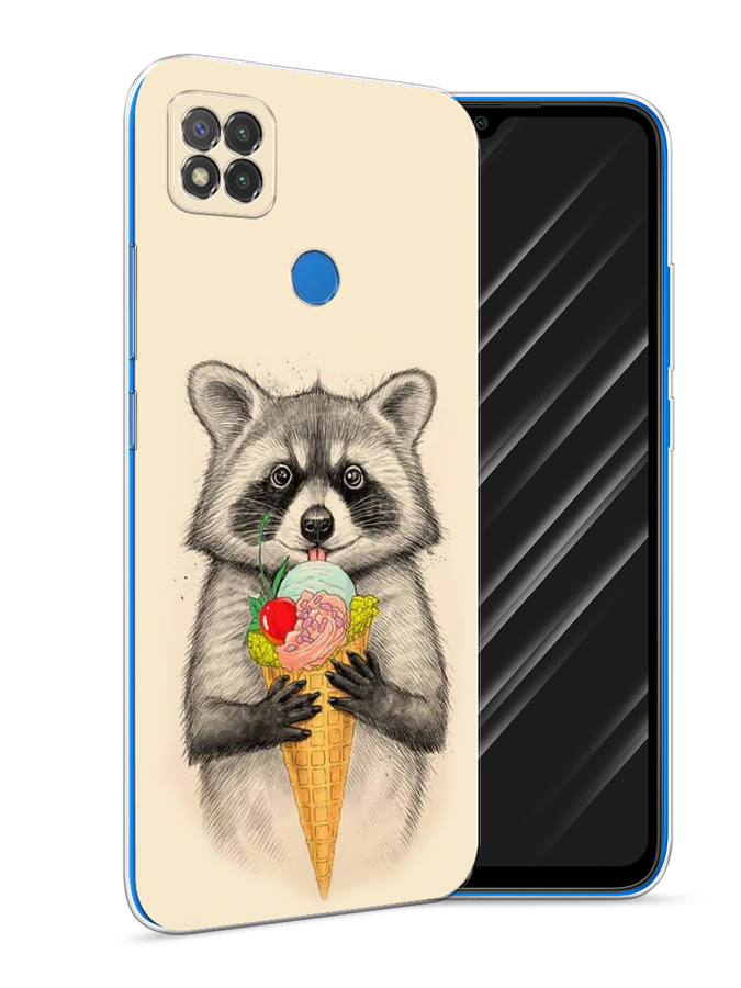 

Чехол Awog на Xiaomi Redmi 9C "Енот с мороженым", Разноцветный, 39050-10