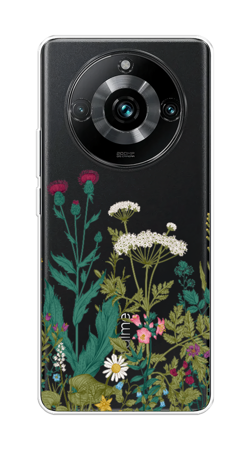 

Чехол на Realme 11 Pro+ "Дикие полевые цветы", Зеленый;розовый;белый, 2514350-2