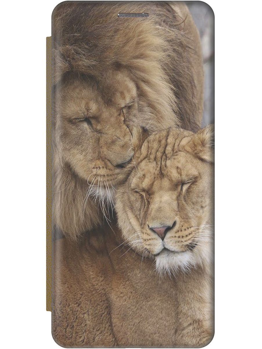 

Чехол-книжка на Samsung Galaxy A31 "Милые львы" золотистый, Бежевый;коричневый, 8230