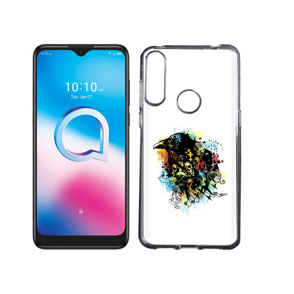 

Чехол MyPads Tocco для Alcatel 3L (2020) 5029Y ворон и черепа (PT159035.666.273), Tocco