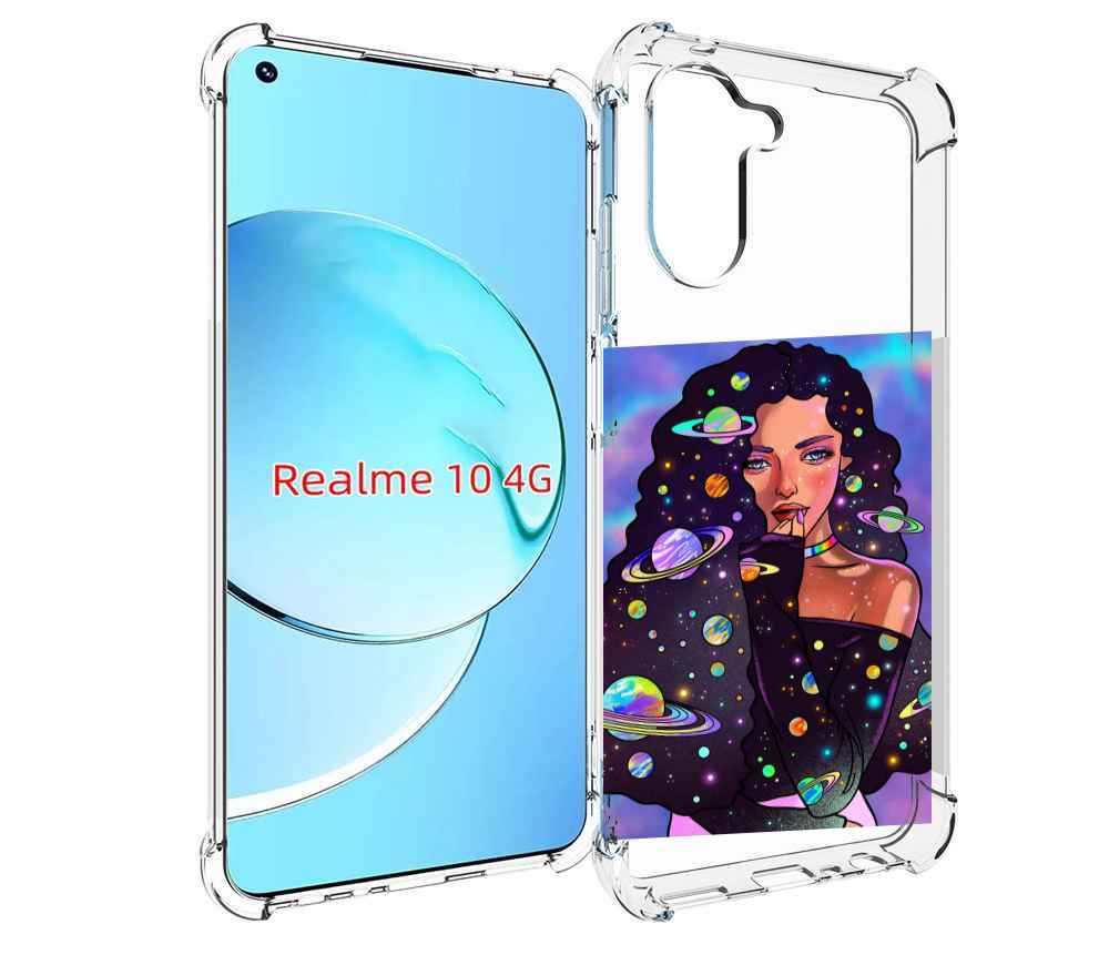 

Чехол MyPads девушка-с-планетами-в-волосах женский для Realme 10, Прозрачный, Tocco