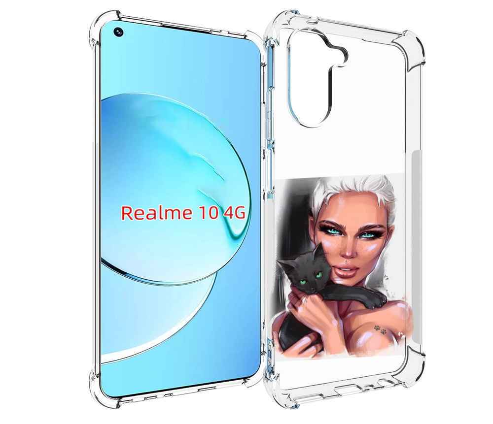 

Чехол MyPads девушка-с-черным-котиком женский для Realme 10, Прозрачный, Tocco