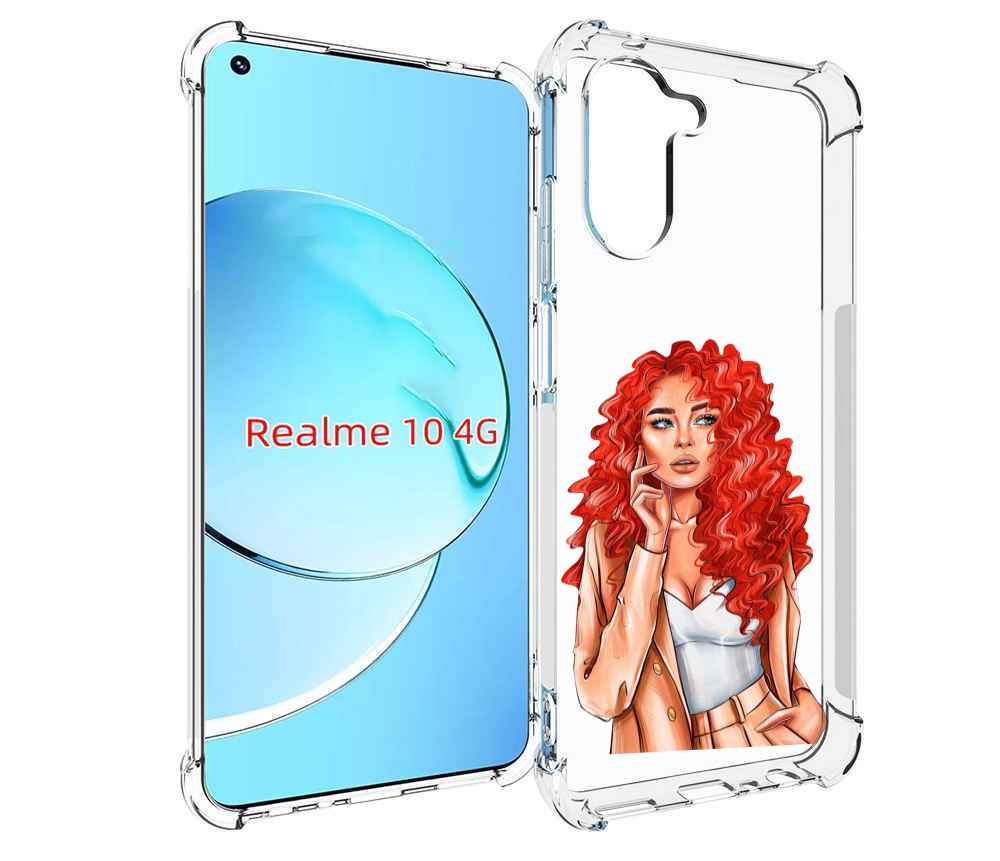 

Чехол MyPads девушка-с-яркими-волосами женский для Realme 10, Прозрачный, Tocco