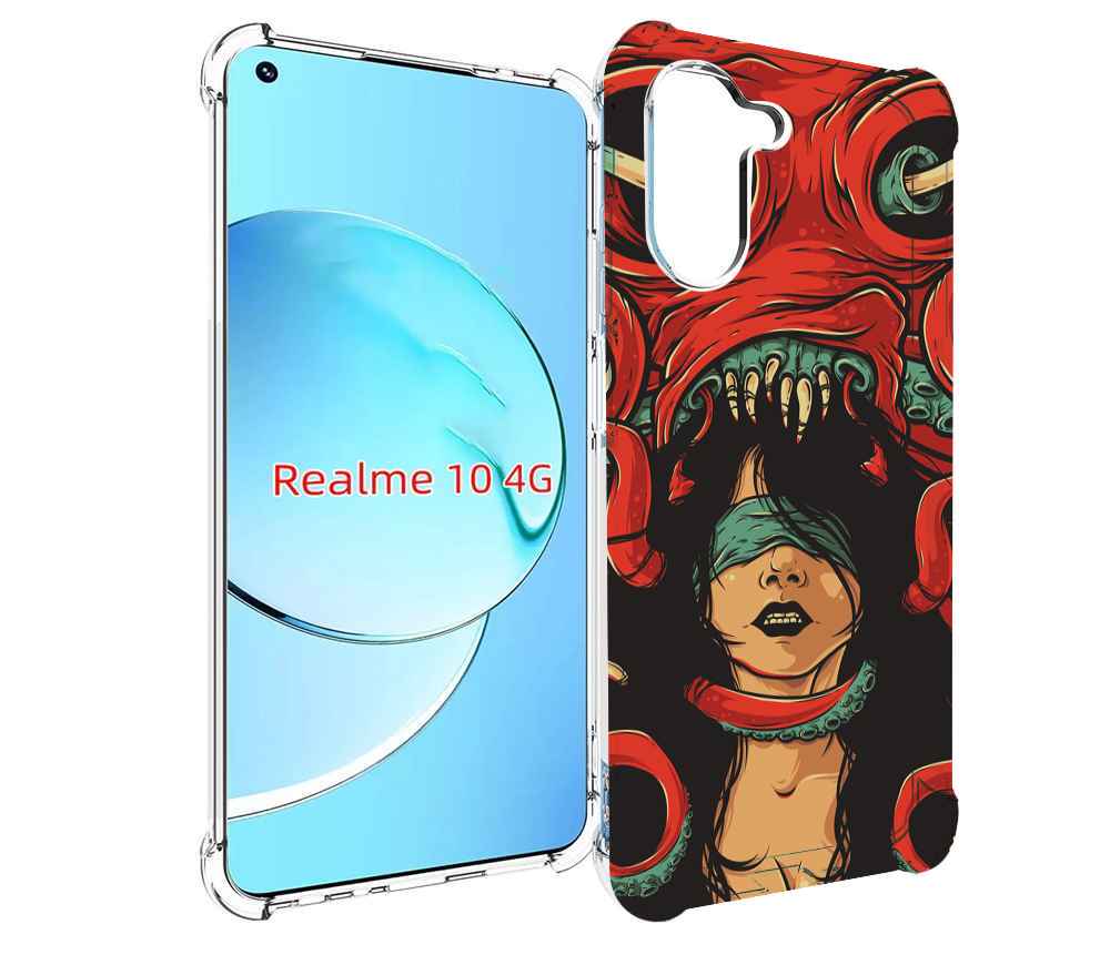 

Чехол MyPads девушку-съедает-осьминог для Realme 10, Прозрачный, Tocco