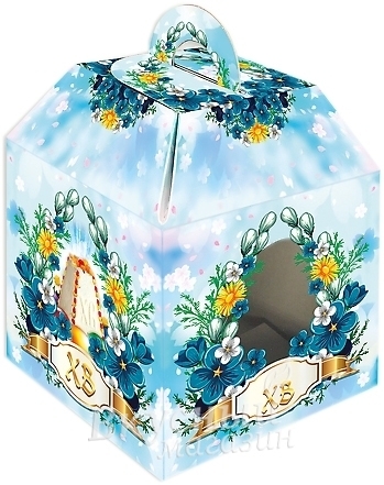 

Коробка для кулича 13,7х14 см. ХВ с окошком, Голубой