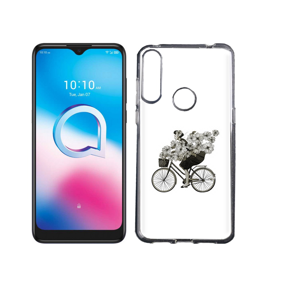 

Чехол MyPads Tocco для Alcatel 3L (2020) 5029Y девушка на велосипеде с цветами, Tocco