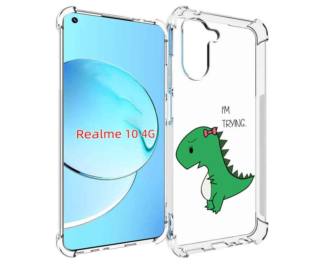 

Чехол MyPads динозаврик-девочка для Realme 10, Прозрачный, Tocco