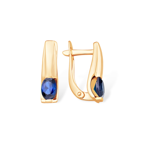 

Серьги из красного золота ЯХОНТ Золотой 235534, сапфир искусственный, 235534