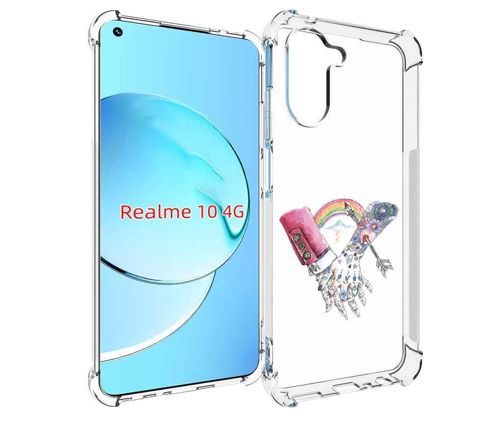 

Чехол MyPads абстракция руки в татуировках для Realme 10, Прозрачный, Tocco