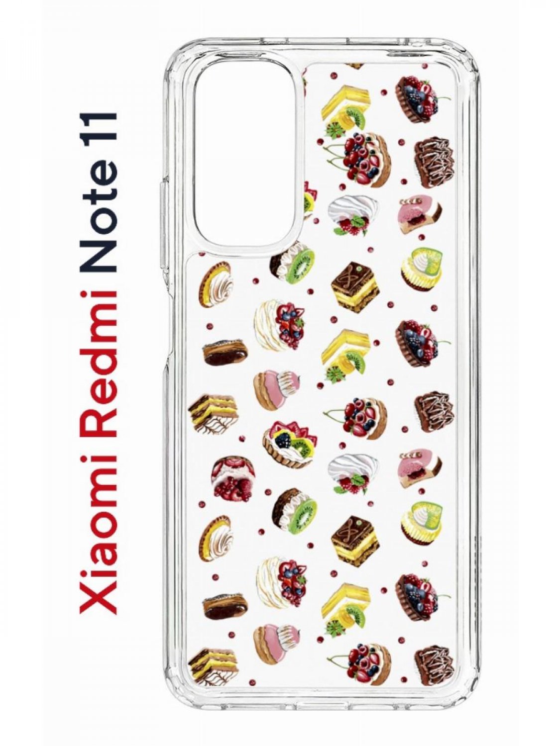 Чехол на Xiaomi Redmi Note 11/11S Kruche Print Cake,противоударный бампер с принтом