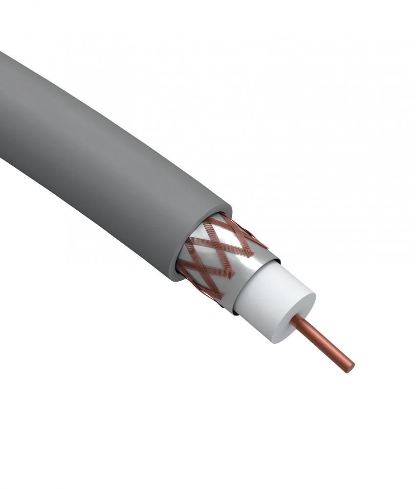 Эра Кабель коаксиальный RG-6U, 75 Ом, Cu/(оплётка Cu 64%), нг(А)HF, цвет серый, бухта 100