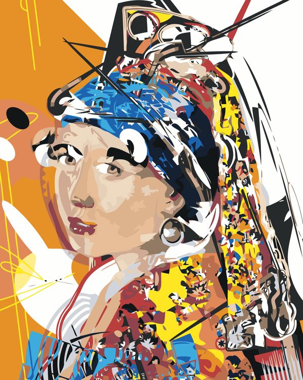 Картина по номерам Живопись по Номерам «Pop Art Поп-арт: Девушка с жемчужной сережкой 2»