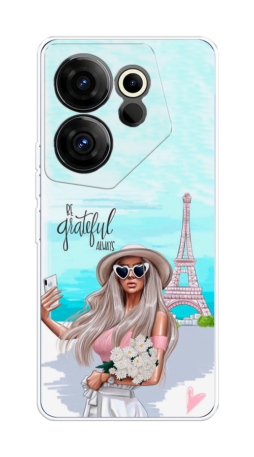 

Чехол на Tecno Camon 20 Premier "Селфи Париж", Голубой;бежевый, 304250-6