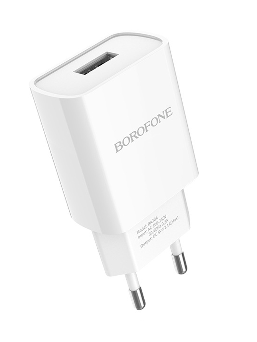 Сетевое зарядное устройство, адаптер Borofone BA20A Sharp, USB-A Output, 2.1 A