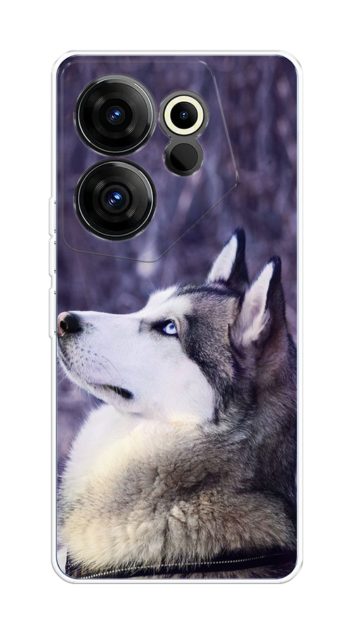 

Чехол на Tecno Camon 20 Premier "Хаски 1", Фиолетовый;белый, 304250-1