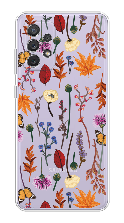 

Чехол на Samsung Galaxy A73 "Orange Purple flowers", Оранжевый;красный;розовый;желтый;прозрачный, 2104650-1