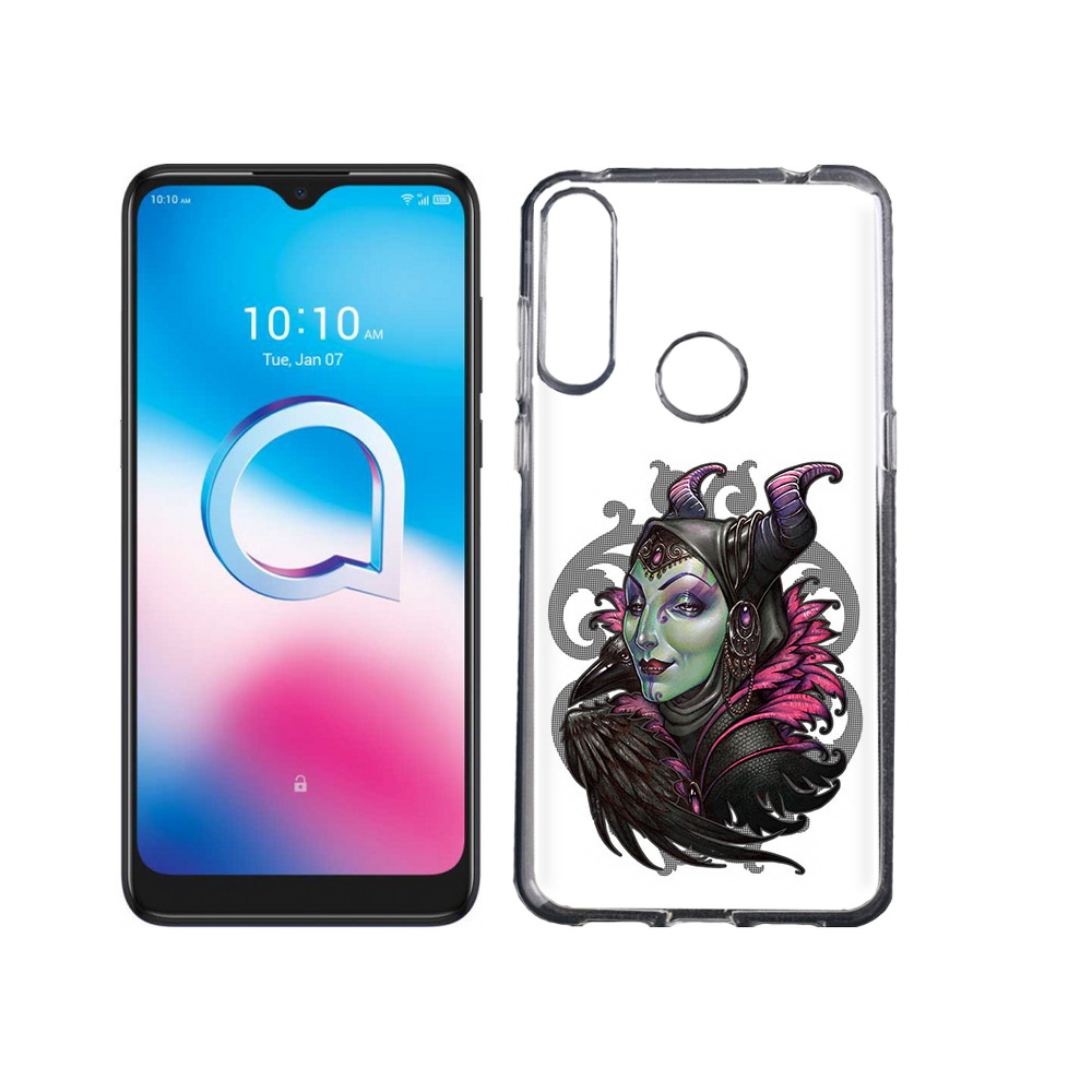 

Чехол MyPads Tocco для Alcatel 3L (2020) 5029Y зеленая девушка с вороном, Tocco