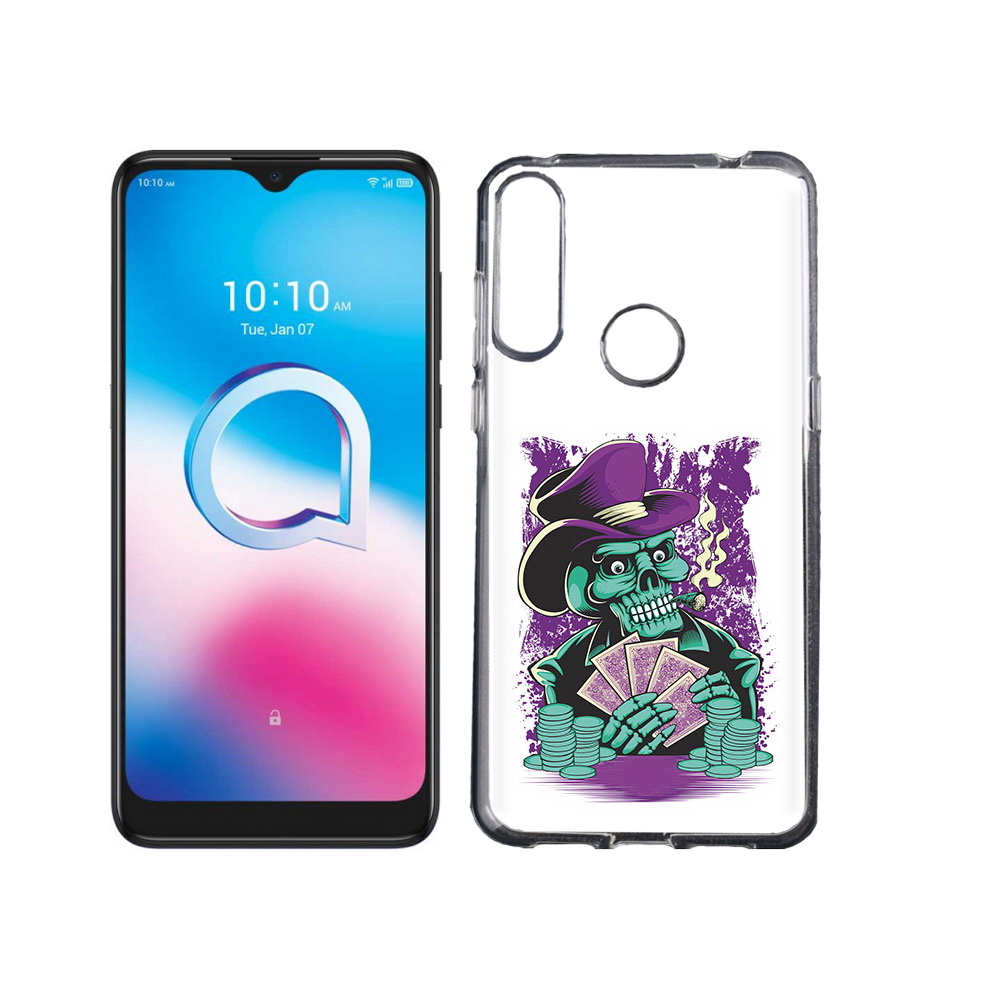 

Чехол MyPads Tocco для Alcatel 3L (2020) 5029Y зеленый череп с картами (PT159035.666.361), Tocco