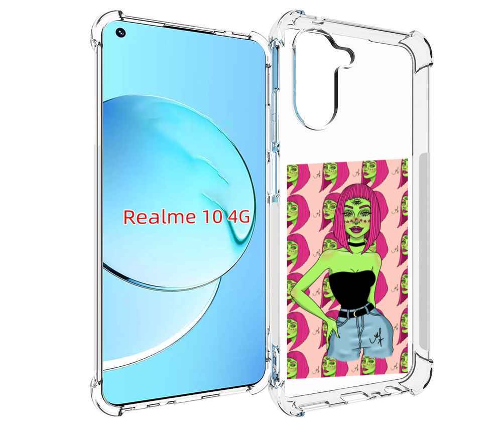 

Чехол MyPads зеленая-девушка-с-глазом женский для Realme 10, Прозрачный, Tocco