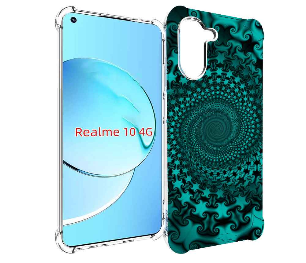 

Чехол MyPads зеленый-гипноз для Realme 10, Прозрачный, Tocco