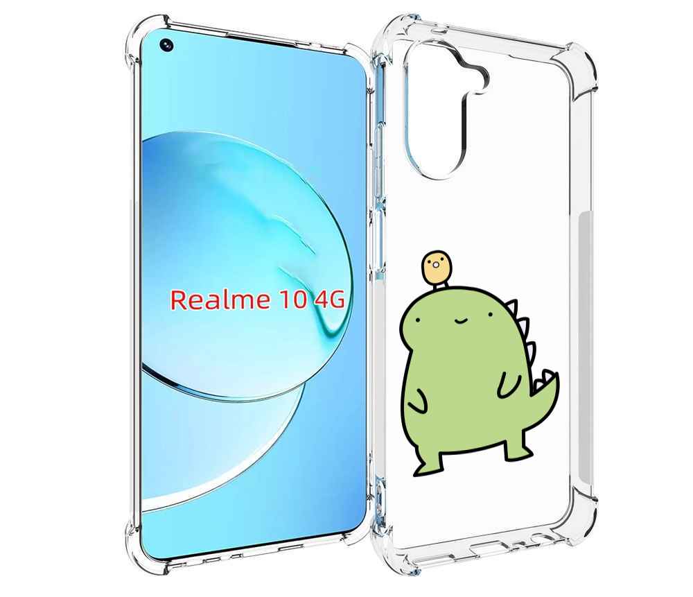 

Чехол MyPads зеленый-динозаврик детский для Realme 10, Прозрачный, Tocco