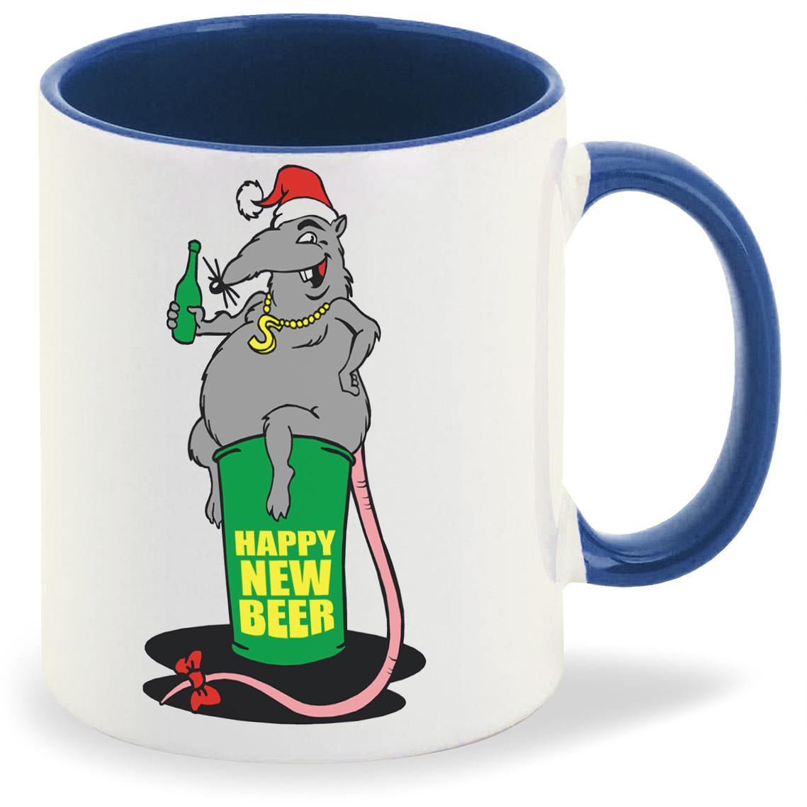 

Кружка лазурная CoolPodarok Happy new beer Крыса