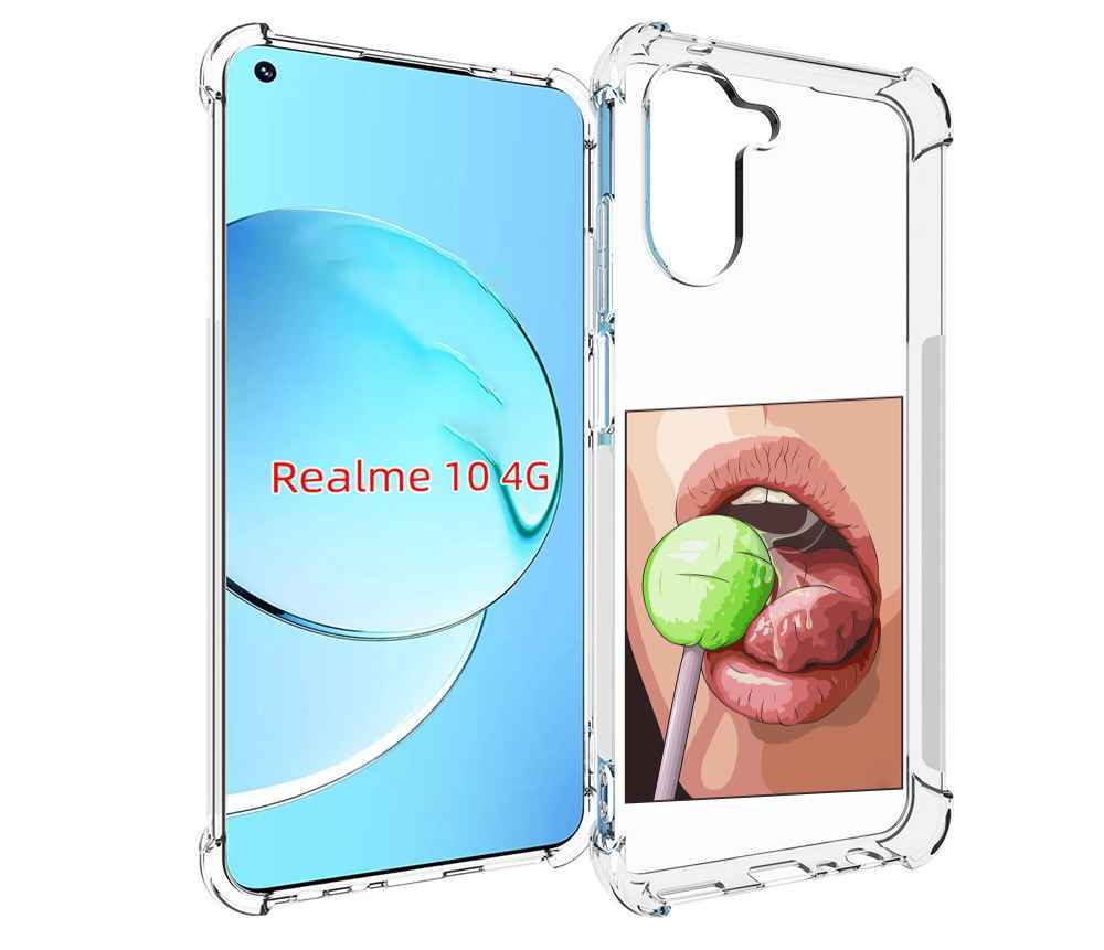 

Чехол MyPads зеленый-чупа-чупс женский для Realme 10, Прозрачный, Tocco