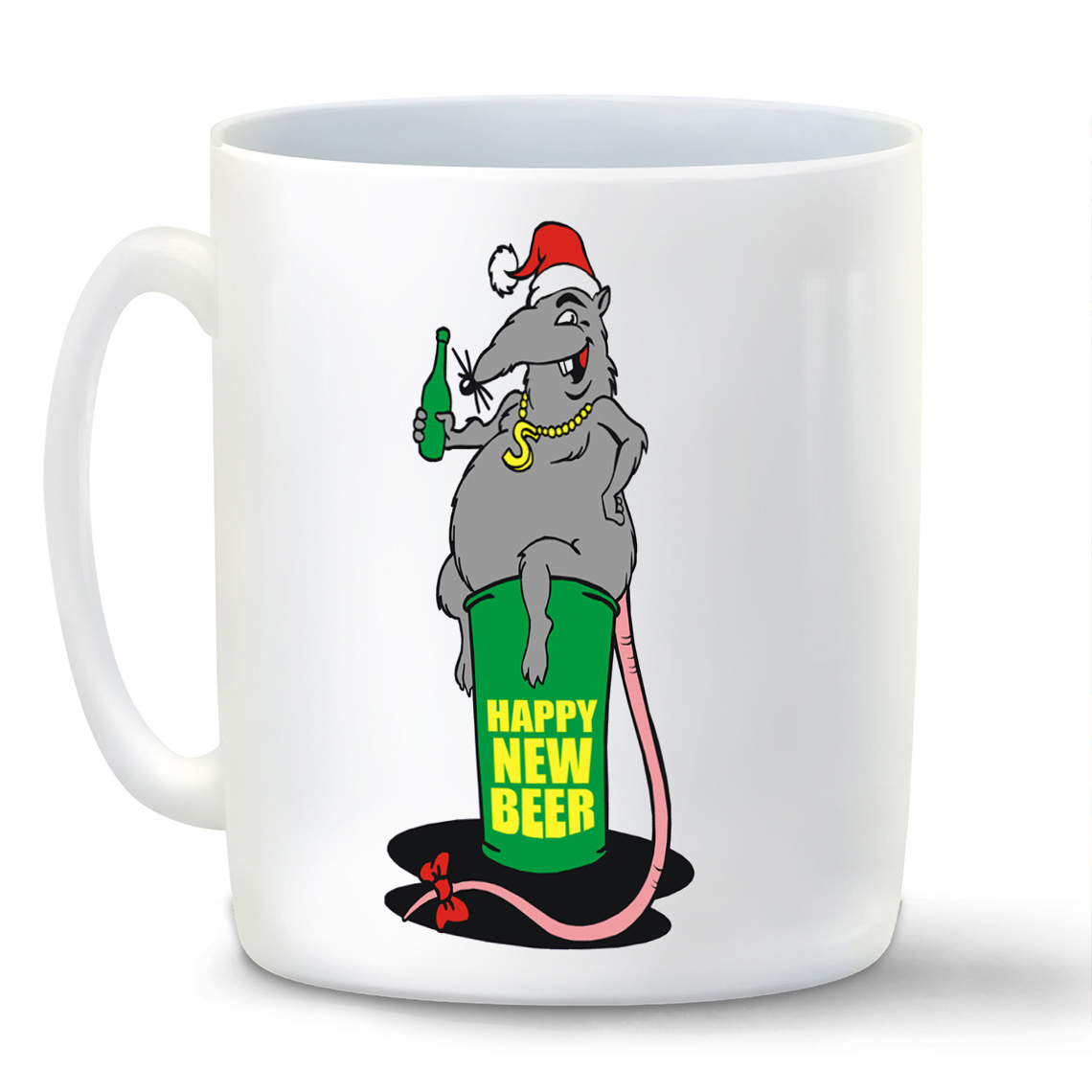 

Кружка белая CoolPodarok Happy new beer Крыса