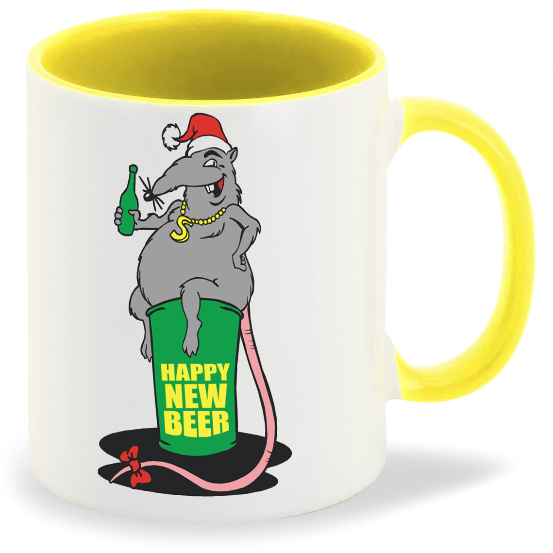 

Кружка желтая CoolPodarok Happy new beer Крыса