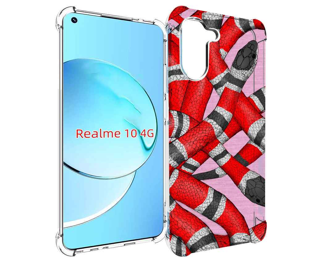 

Чехол MyPads змея-красно-черно-белый для Realme 10, Прозрачный, Tocco