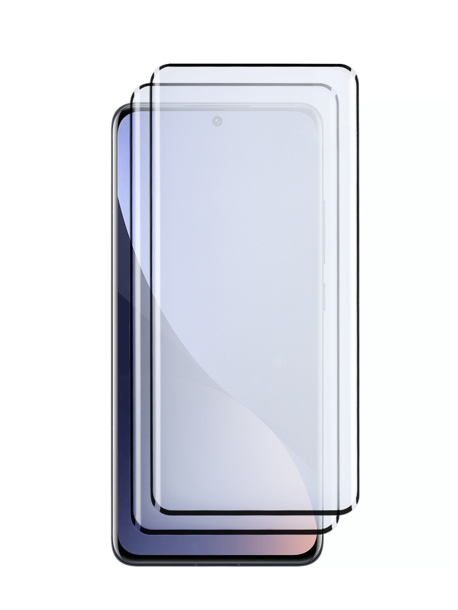 Защитное стекло для Xiaomi 12X черный, с рамкой, КОМПЛЕКТ 2шт