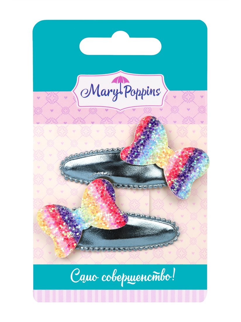 

Зажимы для волос Mary Poppins Радужные бантики, 2 шт., 4,5 см. 455506, Разноцветный