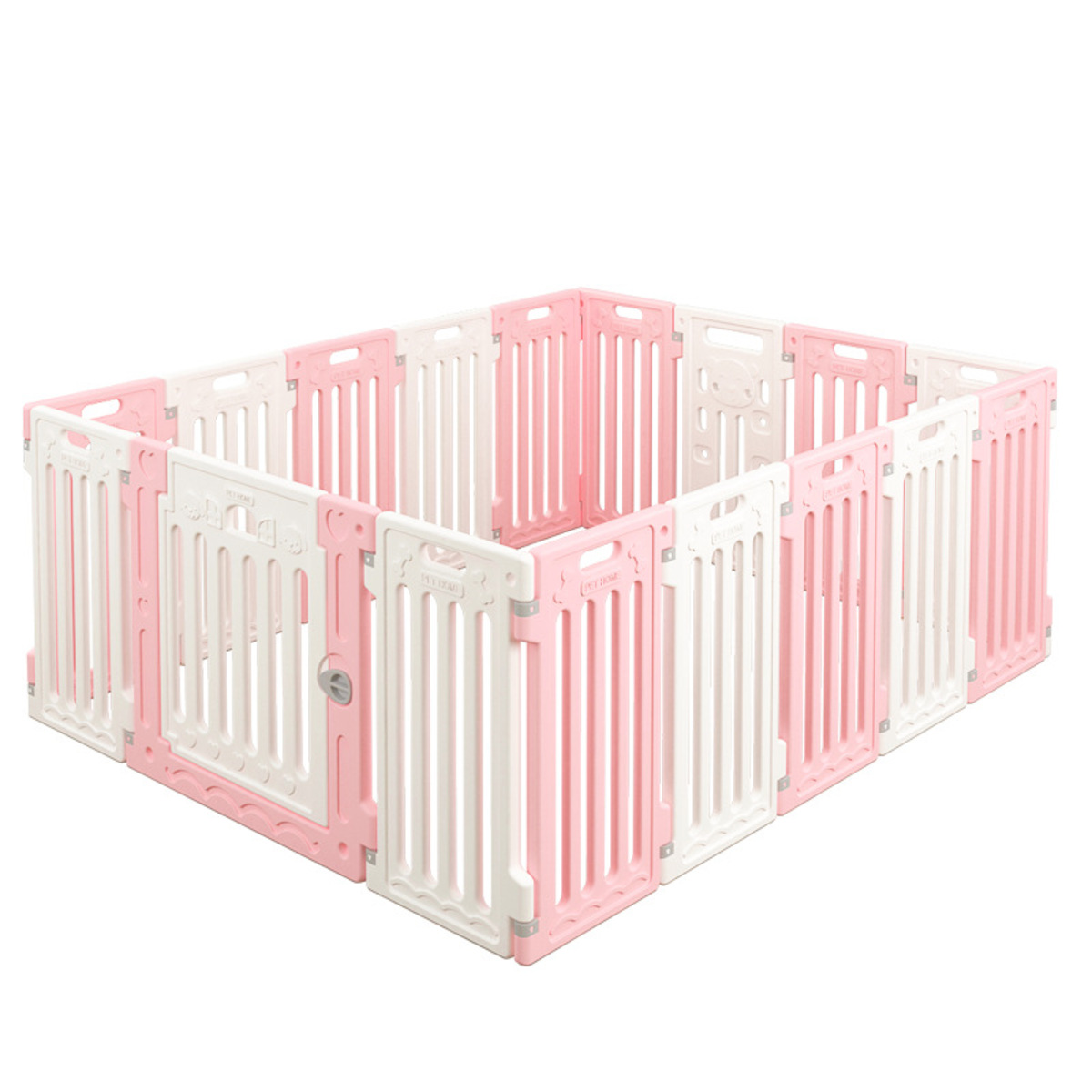 

Вольер для собак Bentfores, с дверцей, розовый, белый, пластик, 16 секций по 66х35 см, Белый;розовый