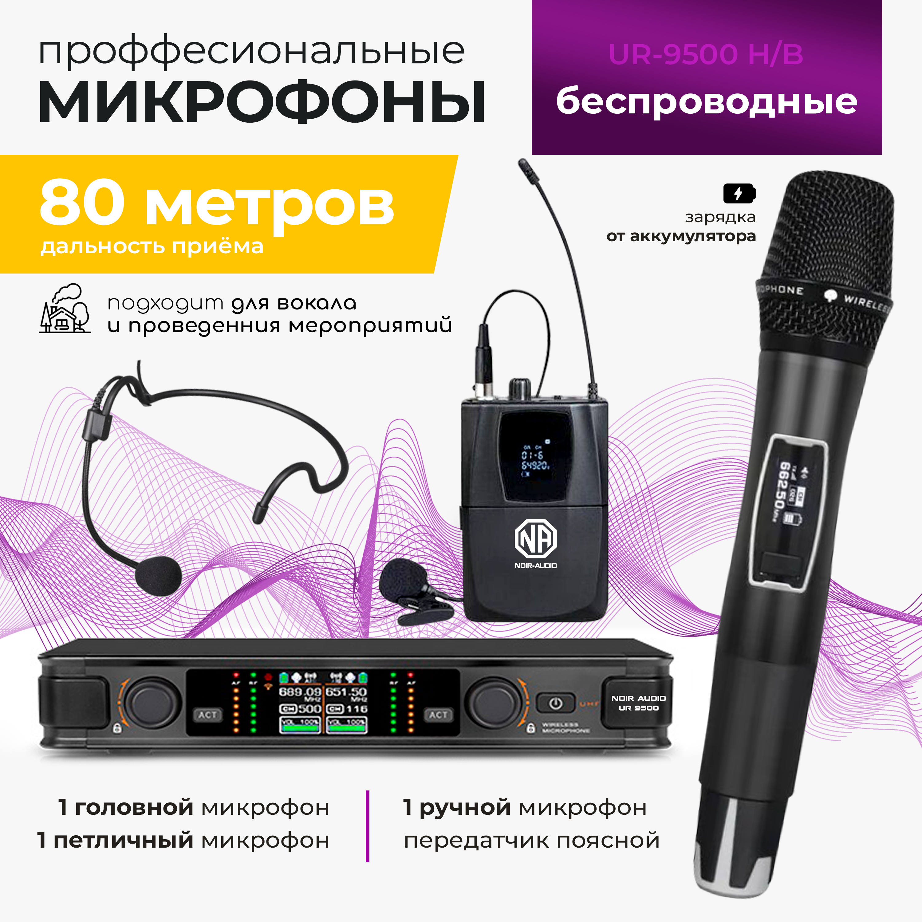 

Радиосистема NOIR-audio UR-9500 Handheld/Bodypack, UR-9500 Handheld/Bodypack