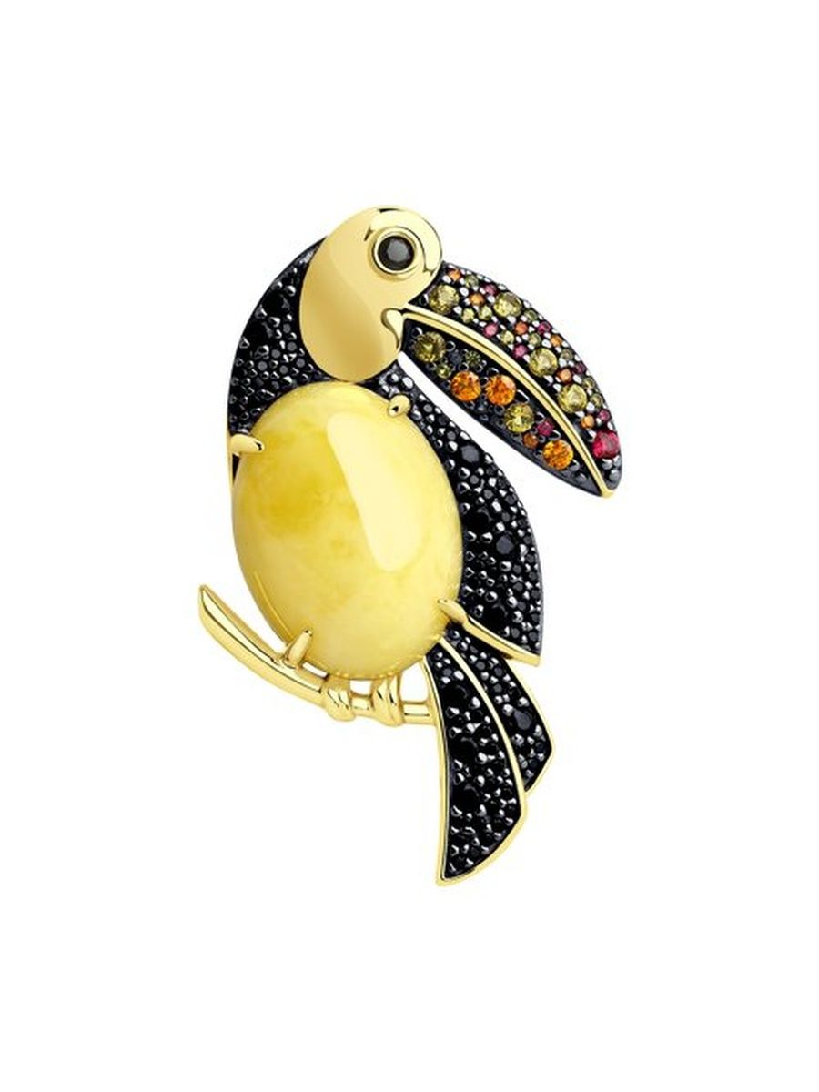 

Брошь из серебра TEO MAORI 883040025, корунд искусственный\фианит\янтарь, 883040025
