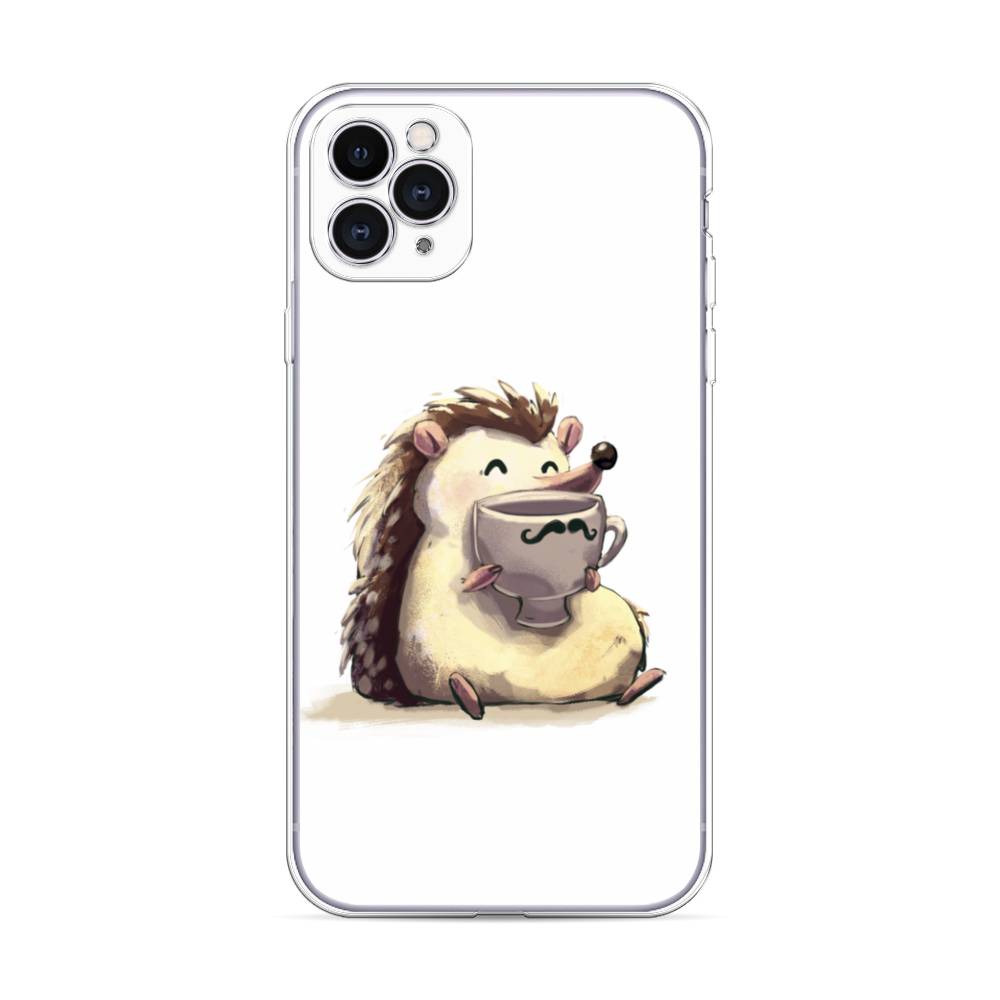 фото Силиконовый чехол "еж кофеман" на apple iphone 11 pro max awog