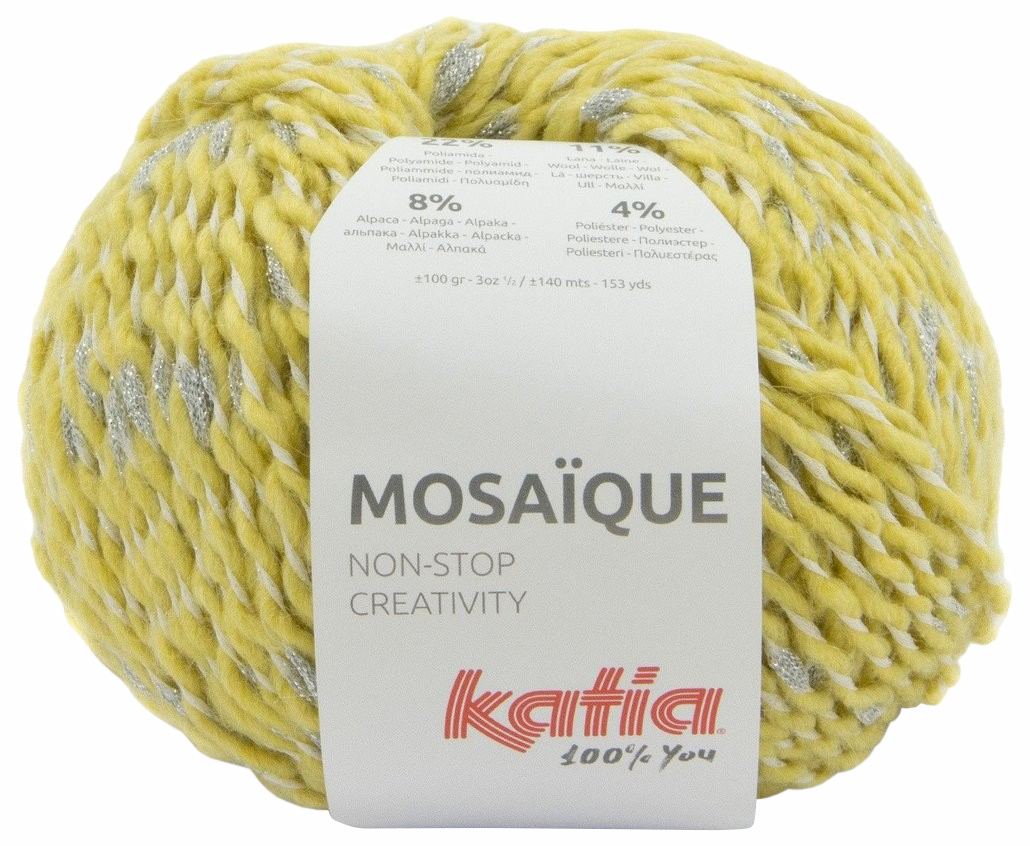 

Пряжа Katia MOSAIQUE (203), светло-желтый-серебряный, 5 шт. по 100 г