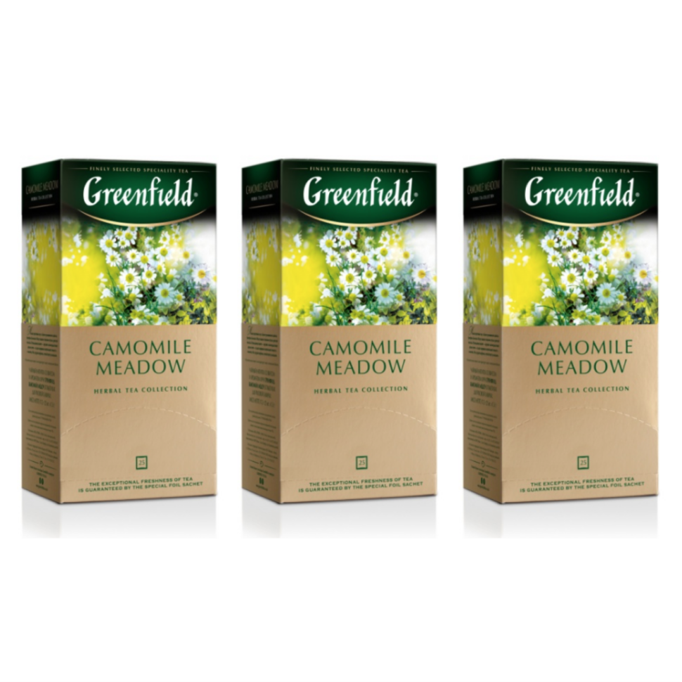 фото Чай травяной greenfield camomile meadow, 3 упаковки по 25 пакетиков