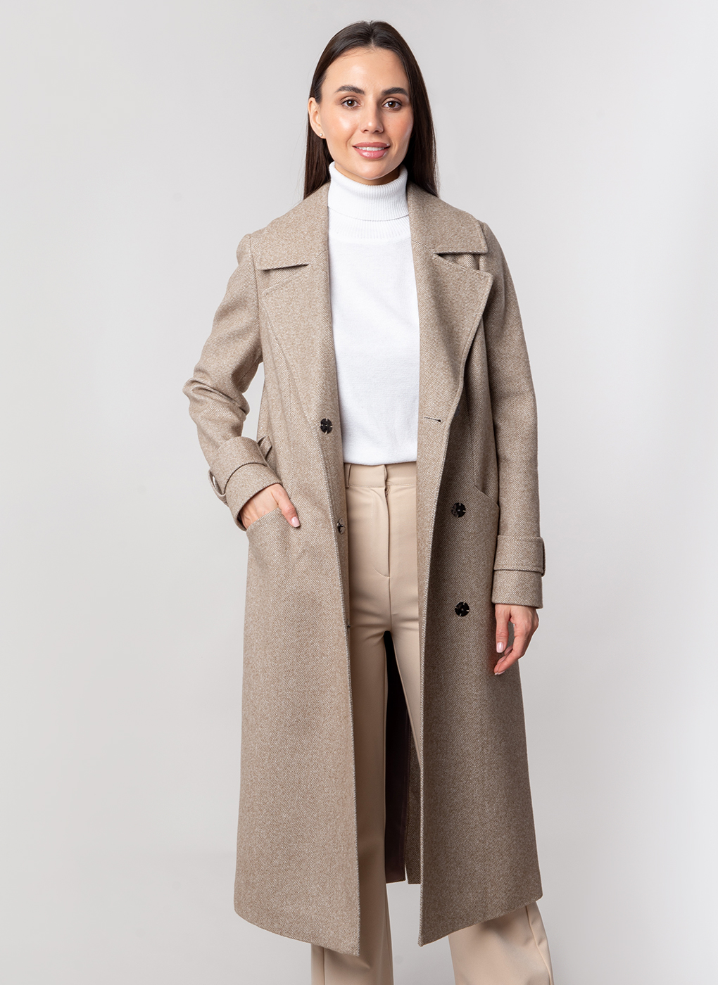 

Пальто женское Sezalto 52672 бежевое 42 RU, 52672