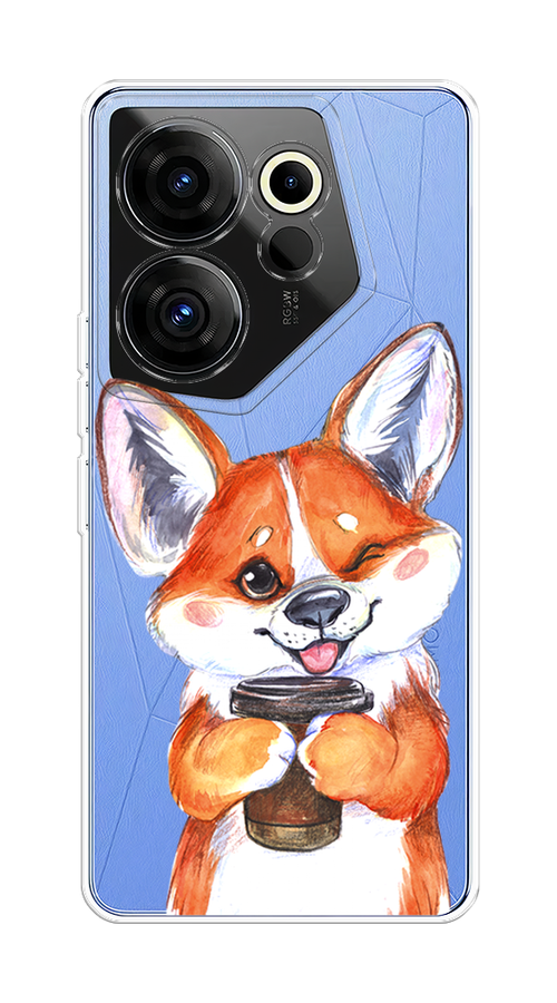

Чехол на Tecno Camon 20 Premier "Корги с кофе", Оранжевый;белый, 304250-4