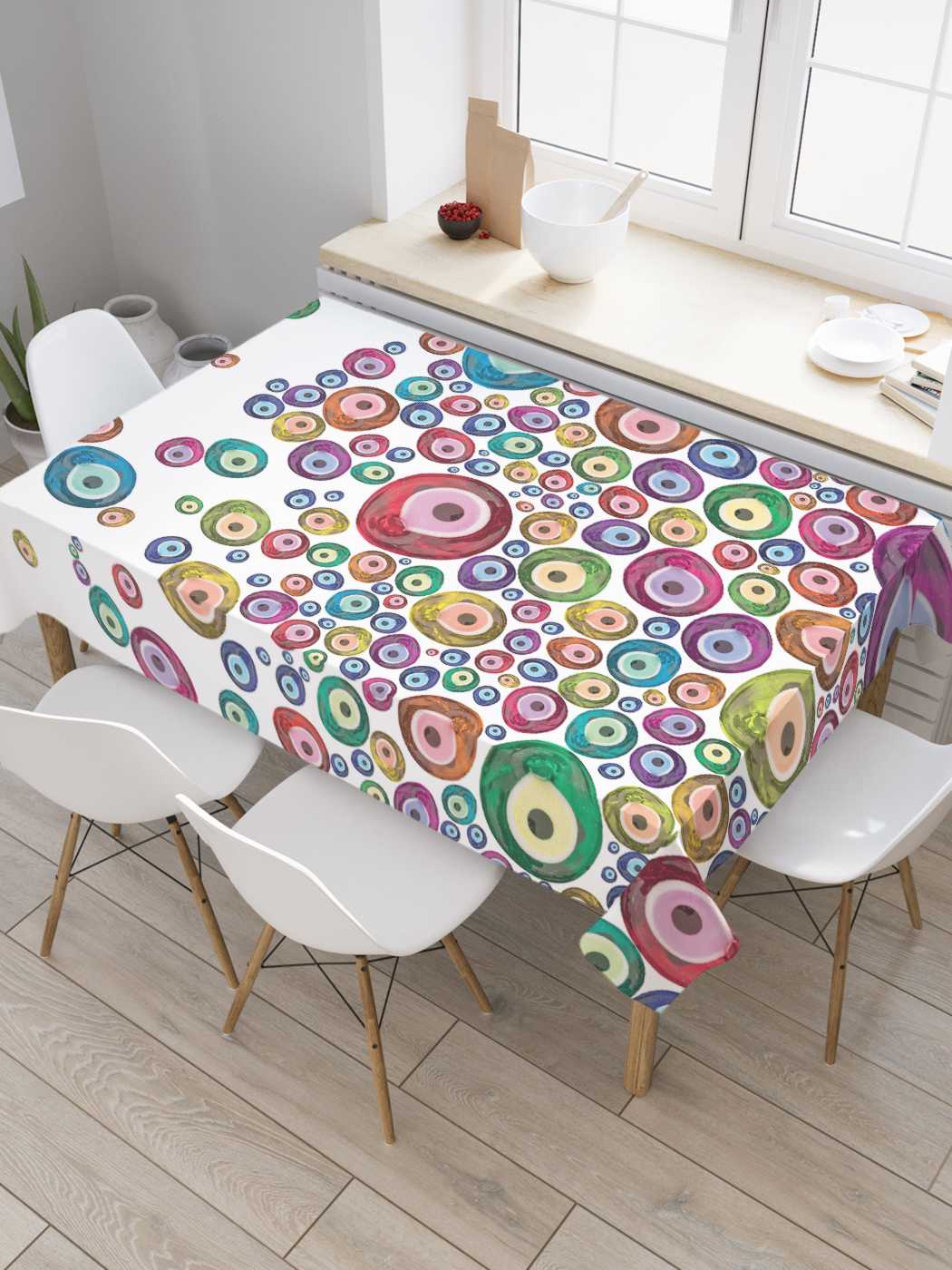 

Скатерть прямоугольная JoyArty "Красочное увлечение" из сатена, 120x145 см, Белый, Красочное увлечение