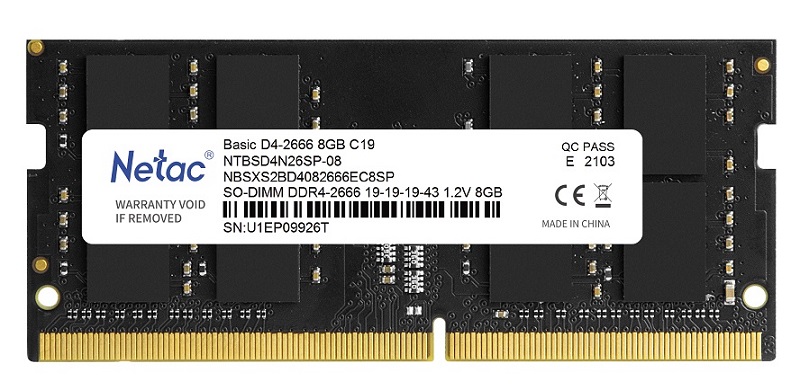 

Оперативная память Netac Basic (NTBSD4N26SP-08) DDR4 1x8Gb 2666MHz, Basic